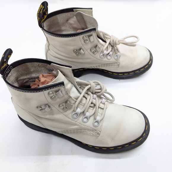 Dr Martens White Leather Ankle Boots - Picture 5 of 10
